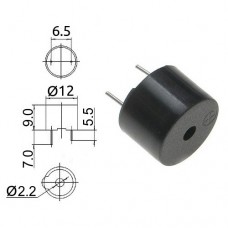 Пьезозуммер / HCM-1212A / 2.4kHz / 85dB / 12V / 40mA (max) / D=12mm, h=9mm / JLW