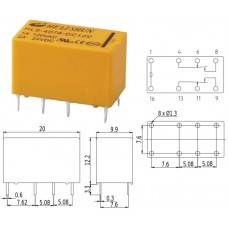Реле 4078 (HLS-4078) / I=1A / U=125VAC/30VDC / Ucoil=5VDC / 2NO/NC / 20x10x12mm 
