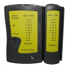 Тестер кабельный / NSHL-468-USB / тест витой пары RJ-45 (LAN), RJ-11, RJ-12, а также кабелей USB