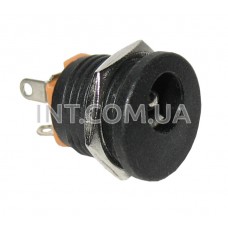 Гнездо питания DC / 5,5х2,1mm / пластиковое, круглое, на корпус, с гайкой 