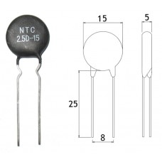 Термистор (терморезистор) / 2.5E Om (25°C) / 2.5D-15 / Imax=7A / NTC