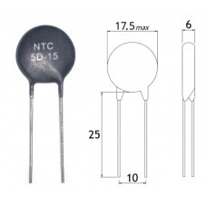 Термистор (терморезистор) / 5E Om (25°C) / 5D-15 / Imax=6A / NTC
