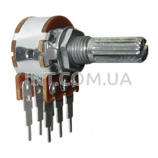 500K Om переменный стерео / WH148-1B-3-18T-B504-L20  / L=15mm / звезда / лин. / 0.125W / KLS