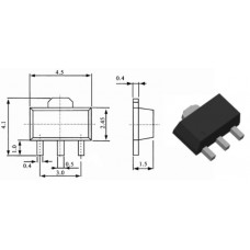 2SA1020G-Y-AB3-R / транзистор PNP / Ic=2A / Uce=50V / f=100MHz / SOT-89 / UTC