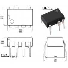 LNK305P / ШИМ контроллер + MOSFET транзистор, для ACDC / DIP8B / PI